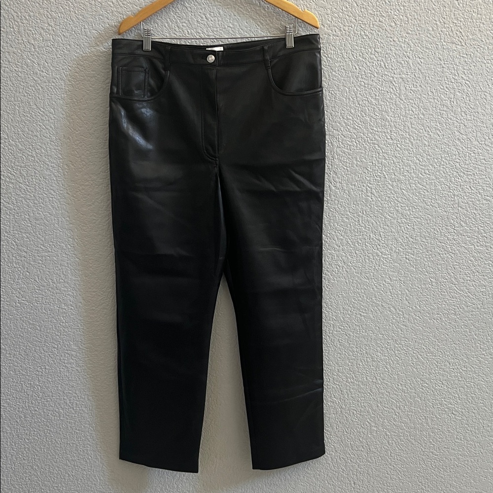 Aritzia Wilfred Black Melina Vegan Leather Pants Size 14 - Picture 3 of 9